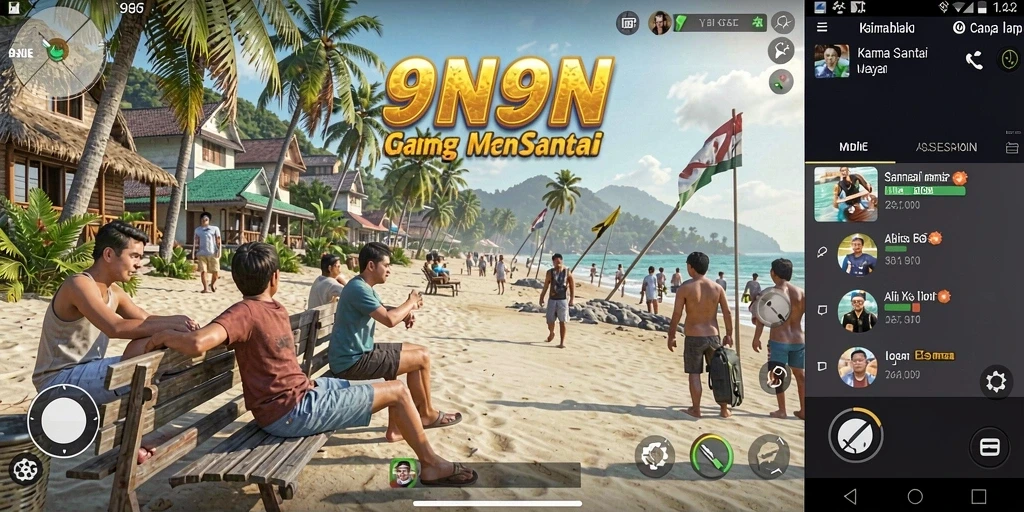 Tampilan gameplay menarik di 9N9N yang penuh warna.