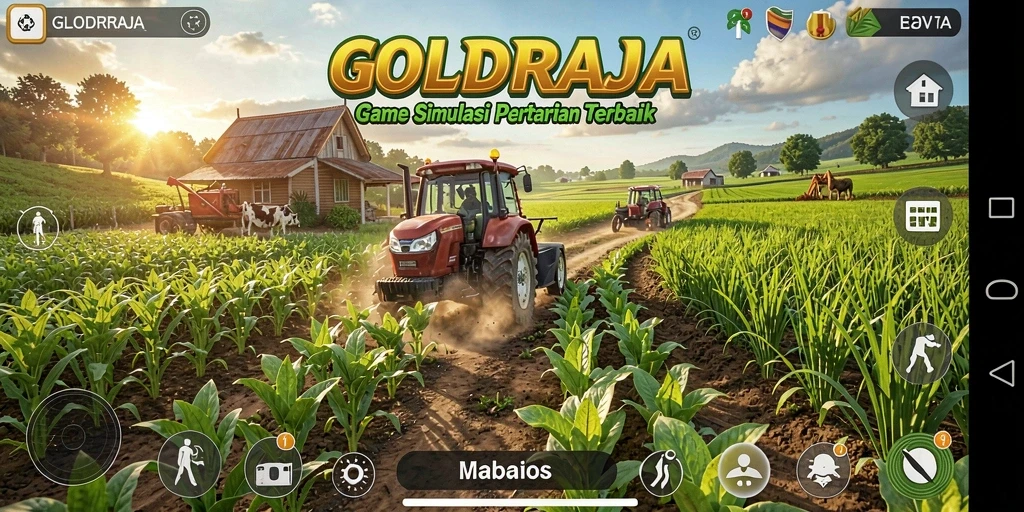Tampilan gameplay menarik dari GOLDRAJA dengan aktivitas bertani yang seru.