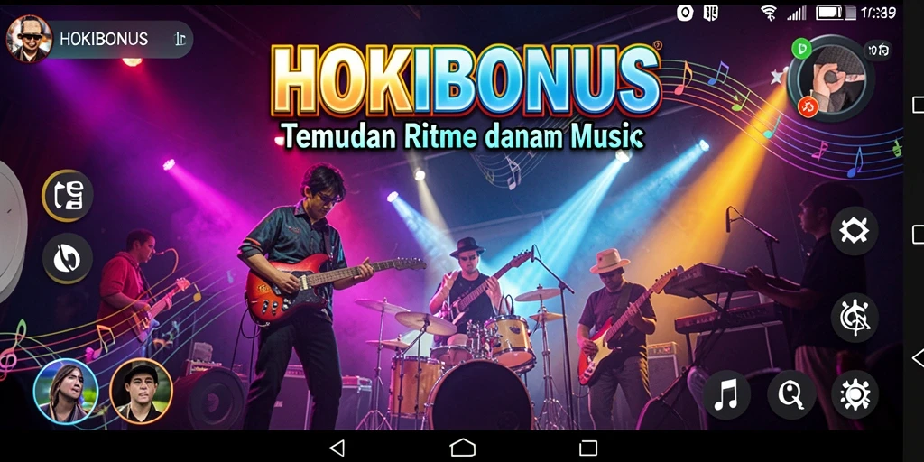 Tampilan menarik dari permainan musik HOKIBONUS saat pengguna menikmati lagu.