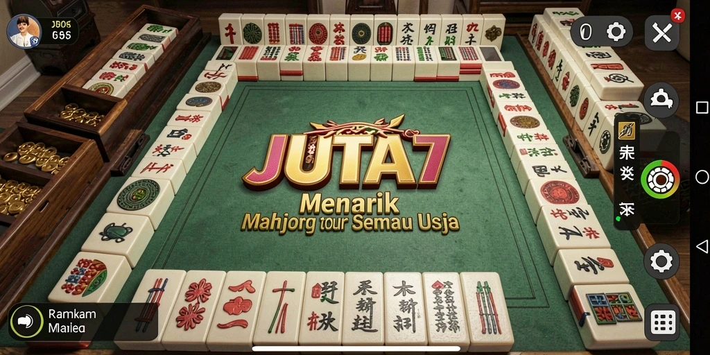 Tampilan gameplay JUTA7 yang menarik dengan ubin Mahjong.