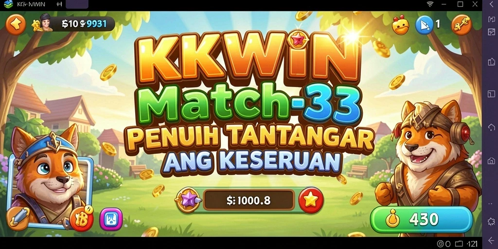 Tangkapan layar gameplay KKWIN dengan kombinasi permata yang menegangkan.