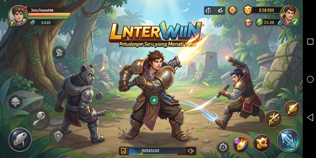 Screenshot gameplay LNTERWIN menampilkan aksi petualangan yang mendebarkan.