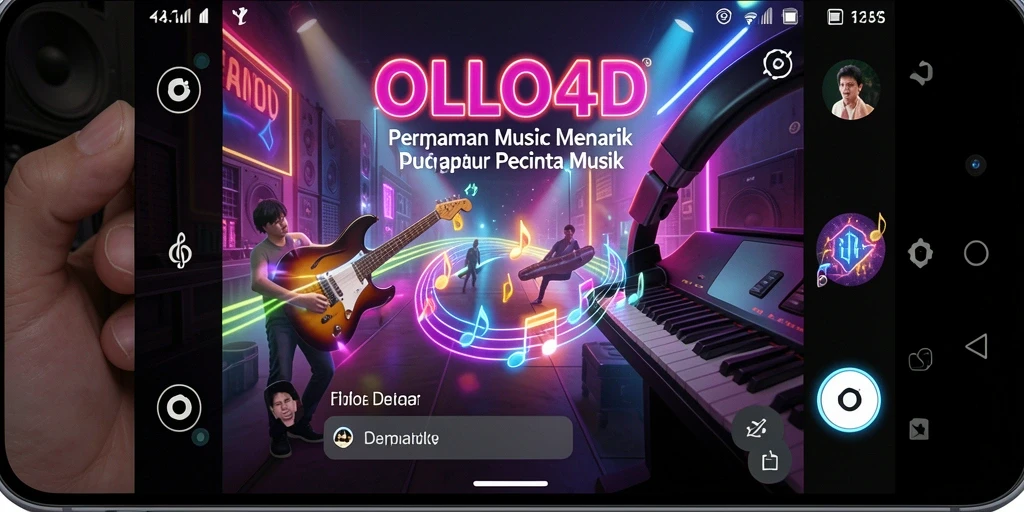 Tampilan screenshot utama OLLO4D menampilkan gameplay interaktif yang berfokus pada musik.