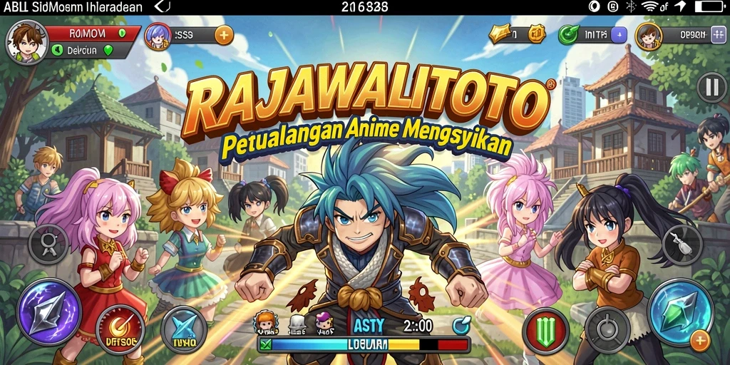 Tangkapan layar menampilkan aksi seru dalam RAJAWALITOTO dengan karakter Anime.