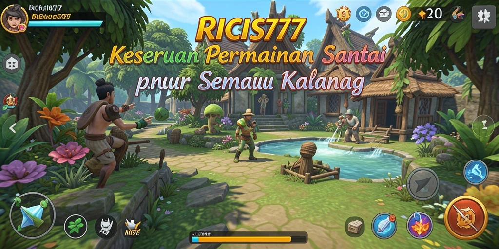 Tangkapan layar gameplay RICIS77 yang penuh warna dan menarik.
