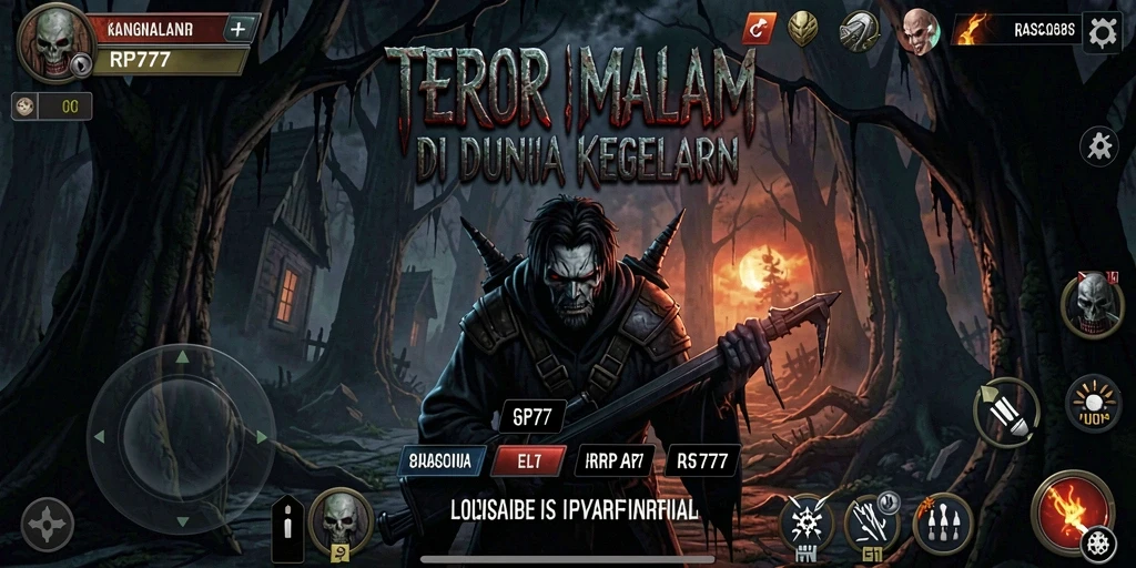 Screenshot gameplay menakutkan dari RP777 yang menggambarkan suasana horror.